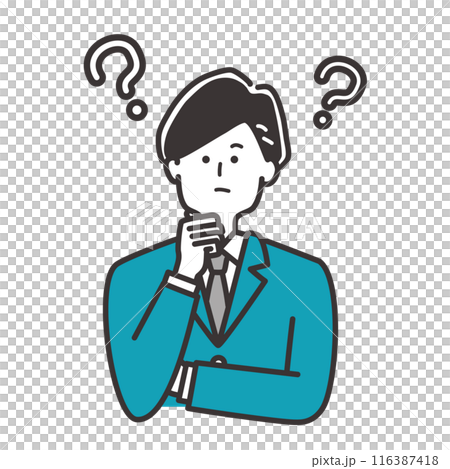 困る・悩むビジネスパーソン（スーツの男性）のイラスト 116387418