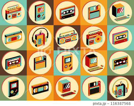 レトロポップなアイコンコレクション-3Dバージョン 116387568