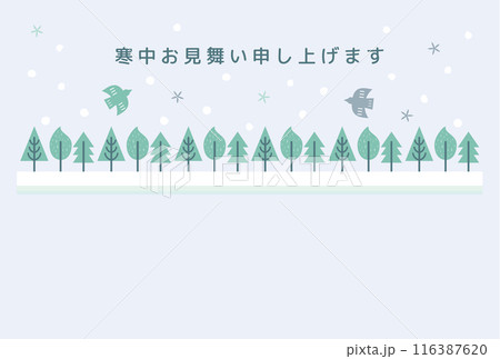 北欧風デザインの寒中見舞いのテンプレート（横） 116387620