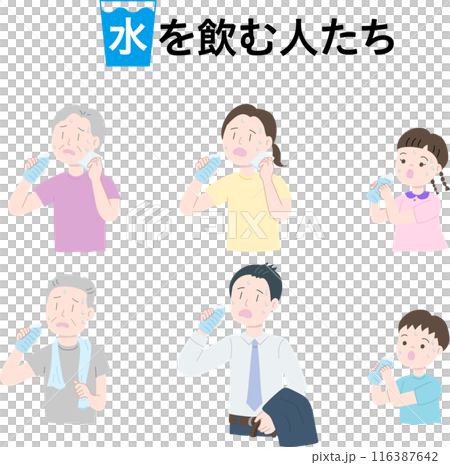 熱中症対策のため水分補給をする人 熱中症対策のため水分補給をする人 116387642