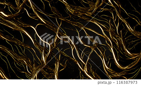 Black marble with intricate golden veins running through it. 3d background  116387973