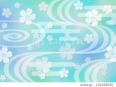 桜のテクスチャ背景　青 116388030