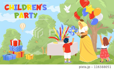 Children party with games and animator artists poster Children party with games and animator artists poster 116388051