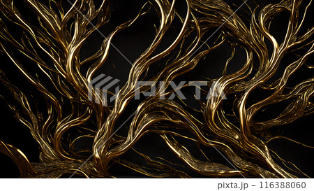 Black marble with intricate golden veins running through it. 3d background Black marble with intricate golden veins running through it. 3d background 116388060