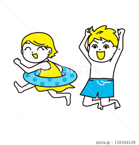 夏にはしゃぐ子ども 116388126