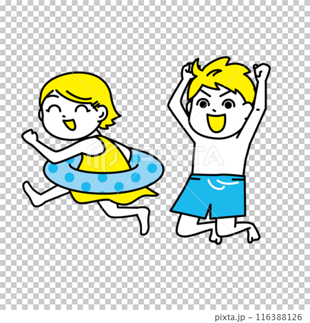 夏にはしゃぐ子ども 116388126