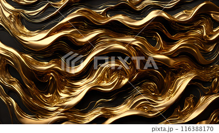 Waves of gold flowing across black marble. 3d background Waves of gold flowing across black marble. 3d background 116388170