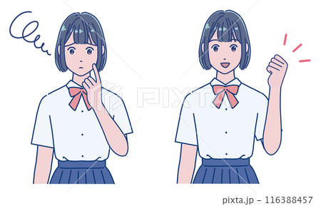 アニメ風女子生徒 悩み・解決 アニメ風女子生徒 悩み・解決 116388457