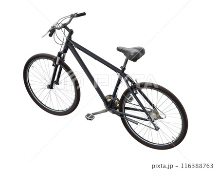 Black bicycle, side top view isolated on white background, 3D illustration 116388763