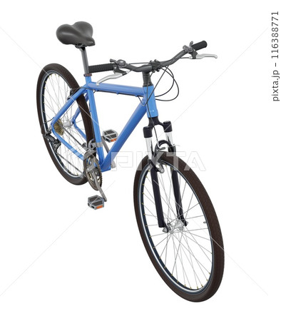 Blue bicycle, side top view isolated on white background, 3D illustration 116388771