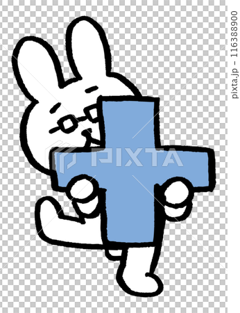 A character of a teacher-like rabbit wearing glasses teaching mathematics 116388900