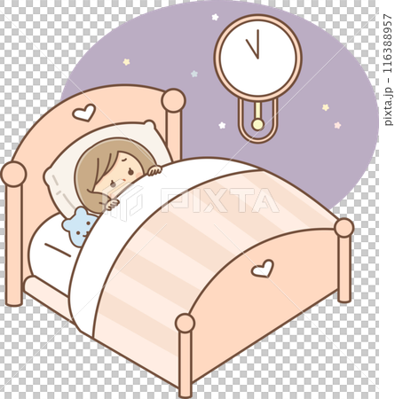 なかなか眠れない女の子 116388957