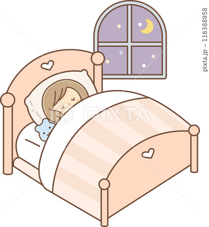 ベッドでぐっすり眠る女の子 116388958