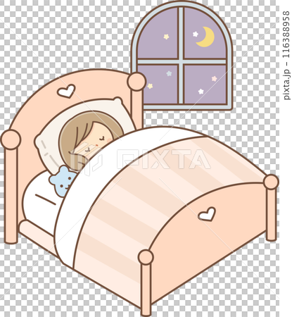 ベッドでぐっすり眠る女の子 116388958