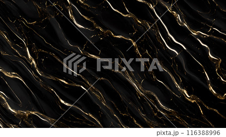 Marble Elegance Polished black marble with subtle golden highlights. 3d background  116388996