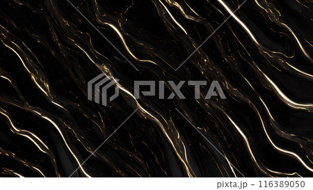 Marble Elegance Polished black marble with subtle golden highlights. 3d background  116389050