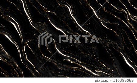 Marble Elegance Polished black marble with subtle golden highlights. 3d background  116389065