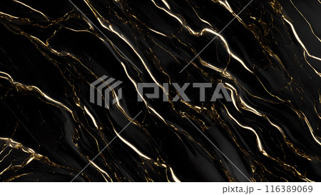 Marble Elegance Polished black marble with subtle golden highlights. 3d background  116389069