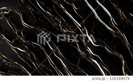 Marble Elegance Polished black marble with subtle golden highlights. 3d background  116389079