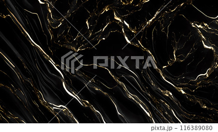Marble Elegance Polished black marble with subtle golden highlights. 3d background  116389080
