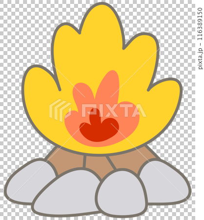 Kid hand drawn cute camping picnic trip element bonfire 116389150