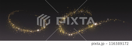 Magic gold dust trail with star shaped sparkles 116389172