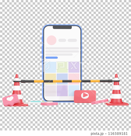 3DCG | Image of someone being suspended from using social media after their account has been frozen 116389181