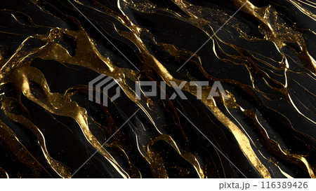 Black marble dusted with fine gold particles. 3d background 116389426