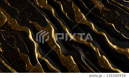 Black marble dusted with fine gold particles. 3d background 116389456