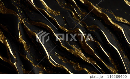 Black marble dusted with fine gold particles. 3d background 116389490