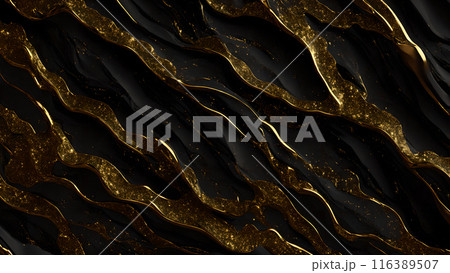Black marble dusted with fine gold particles. 3d background 116389507
