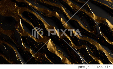 Black marble dusted with fine gold particles. 3d background Black marble dusted with fine gold particles. 3d background 116389517