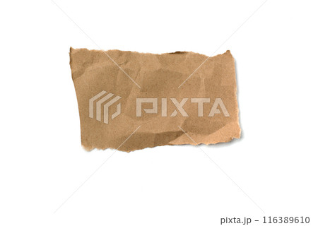 A torn piece of craft paper isolated on a white background. Perfect for eco-friendly designs and art projects 116389610