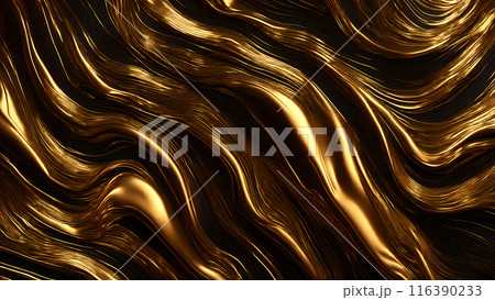 Golden Streaks Bold streaks of gold on a black marble background. 3d background  116390233