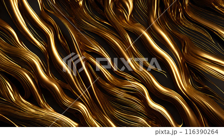 Golden Streaks Bold streaks of gold on a black marble background. 3d background  116390264