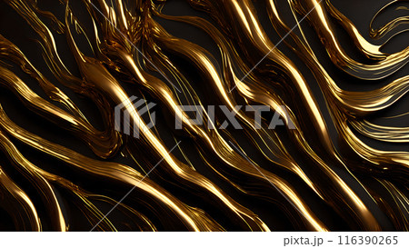 Golden Streaks Bold streaks of gold on a black marble background. 3d background  116390265