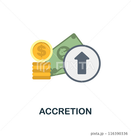 Accretion flat icon. Colored sign from stock market collection. Creative Accretion icon illustration for web design, infographics and more Accretion flat icon. Colored sign from stock market collection. Creative Accretion icon illustration for web design, infographics and more 116390336