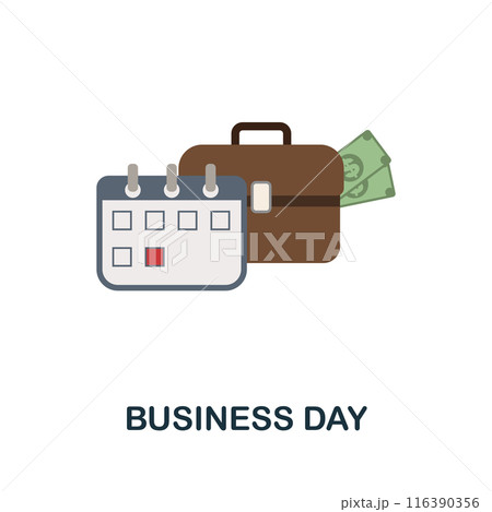 Business Day flat icon. Colored sign from stock market collection. Creative Business Day icon illustration for web design, infographics and more Business Day flat icon. Colored sign from stock market collection. Creative Business Day icon illustration for web design, infographics and more 116390356