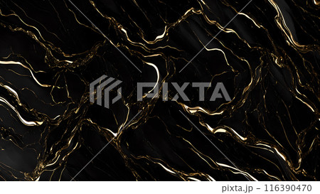 Marble Elegance Polished black marble with subtle golden highlights. 3d background  116390470