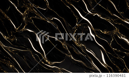 Marble Elegance Polished black marble with subtle golden highlights. 3d background  116390481