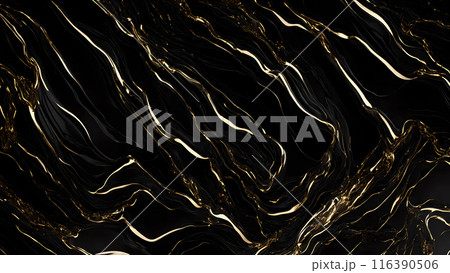 Marble Elegance Polished black marble with subtle golden highlights. 3d background  116390506