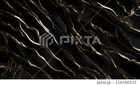 Marble Elegance Polished black marble with subtle golden highlights. 3d background  116390523