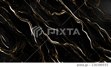 Marble Elegance Polished black marble with subtle golden highlights. 3d background  116390555