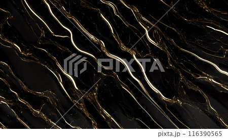 Marble Elegance Polished black marble with subtle golden highlights. 3d background  116390565
