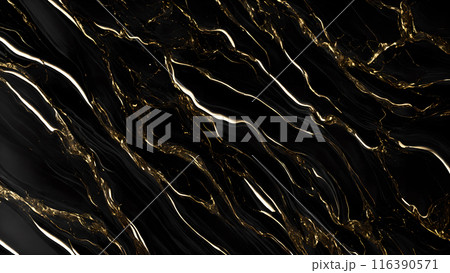 Marble Elegance Polished black marble with subtle golden highlights. 3d background  116390571