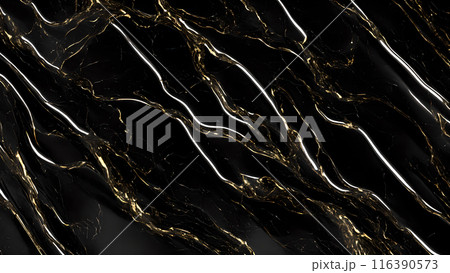 Marble Elegance Polished black marble with subtle golden highlights. 3d background  116390573