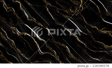 Marble Elegance Polished black marble with subtle golden highlights. 3d background  116390576