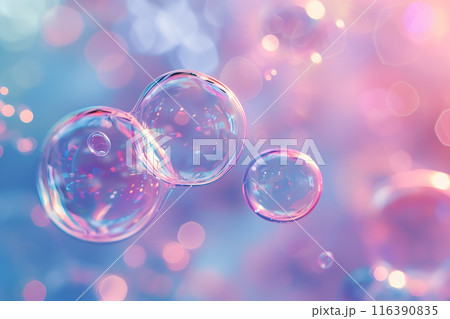 美しい色彩のシャボン玉の背景素材　AI生成画像 116390835