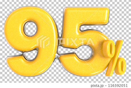 Font With Number Percent 3D Render Gold 116392051