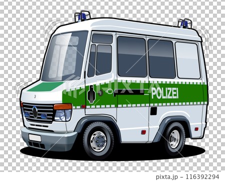 Vector cartoon police van 116392294